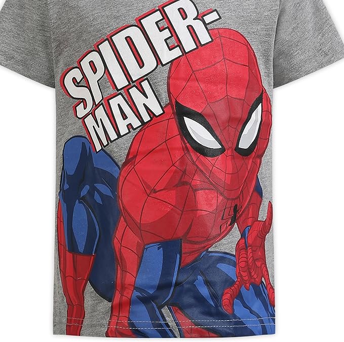 Marvel Spiderman Boys’ Zip-Up Hoodie, T-Shirt and Jogger Set for Toddler and Little Kids – Red/Grey/Black