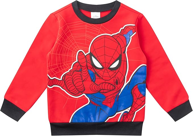 Marvel Spiderman Boys Sweatshirt and Jogger Set for Toddler and Little Kids – Red/Black