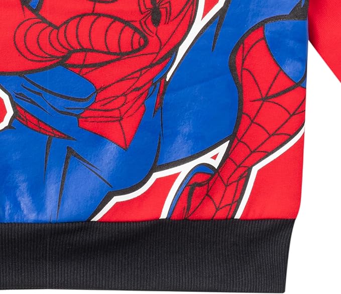 Marvel Spiderman Boys Sweatshirt and Jogger Set for Toddler and Little Kids – Red/Black