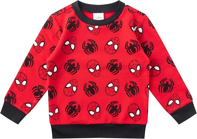 Marvel Avengers Spiderman Boys Long Sleeve Shirt and Jogger Pants Set for Toddler and Little Kids – Red/Black