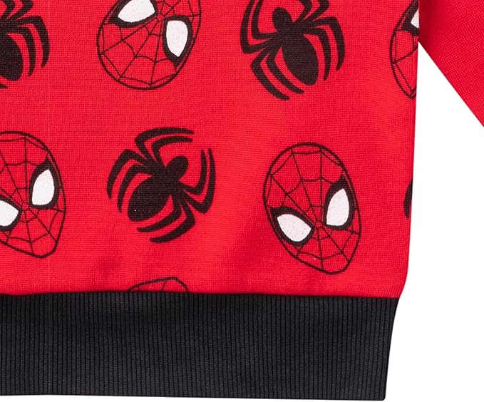 Marvel Avengers Spiderman Boys Long Sleeve Shirt and Jogger Pants Set for Toddler and Little Kids – Red/Black