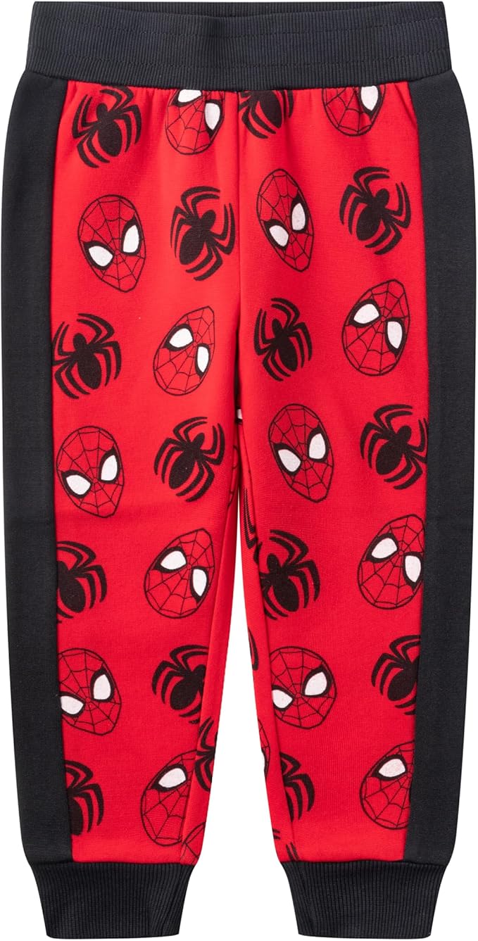 Marvel Avengers Spiderman Boys Long Sleeve Shirt and Jogger Pants Set for Toddler and Little Kids – Red/Black