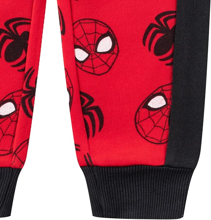Marvel Avengers Spiderman Boys Long Sleeve Shirt and Jogger Pants Set for Toddler and Little Kids – Red/Black