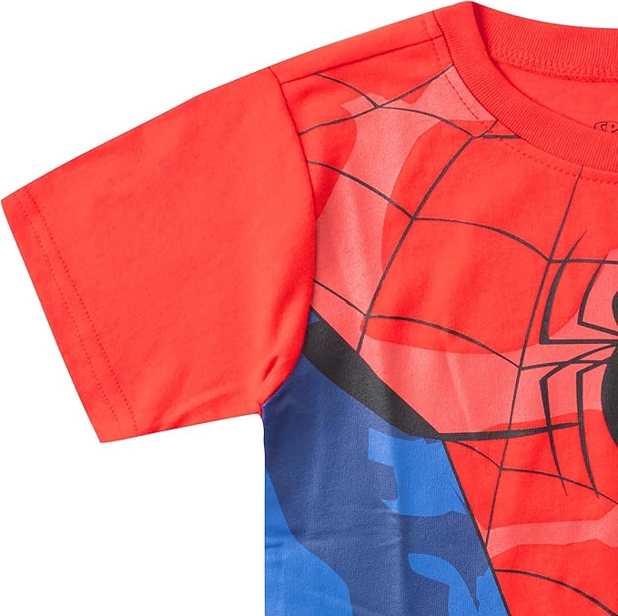 Marvel Spiderman Boys T-Shirt and Jogger Set for Toddler and Little Kids – Red/Blue