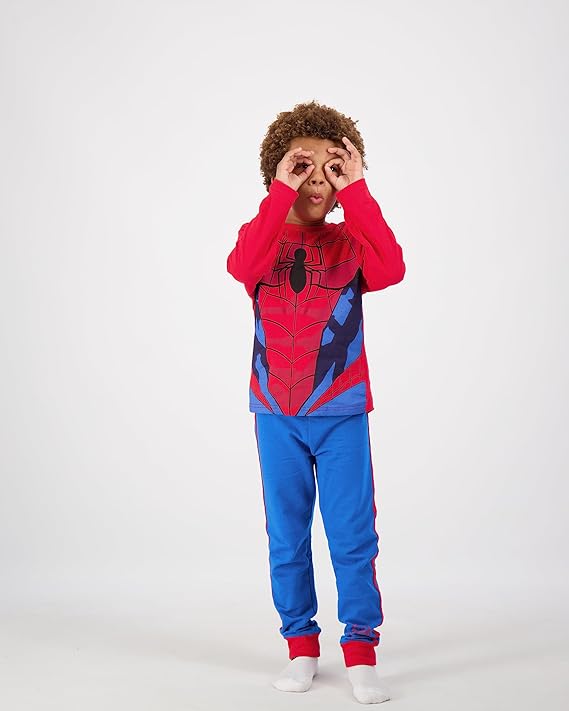 Marvel Spiderman Boys’ Long Sleeve Shirt and Jogger Pant Set for Toddlers – Red/Blue