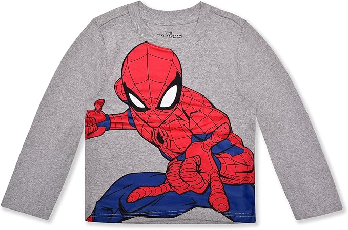 Marvel Spiderman Boys Long Sleeve Shirt and Jogger Set for Toddler and Little Kids – Red/Grey