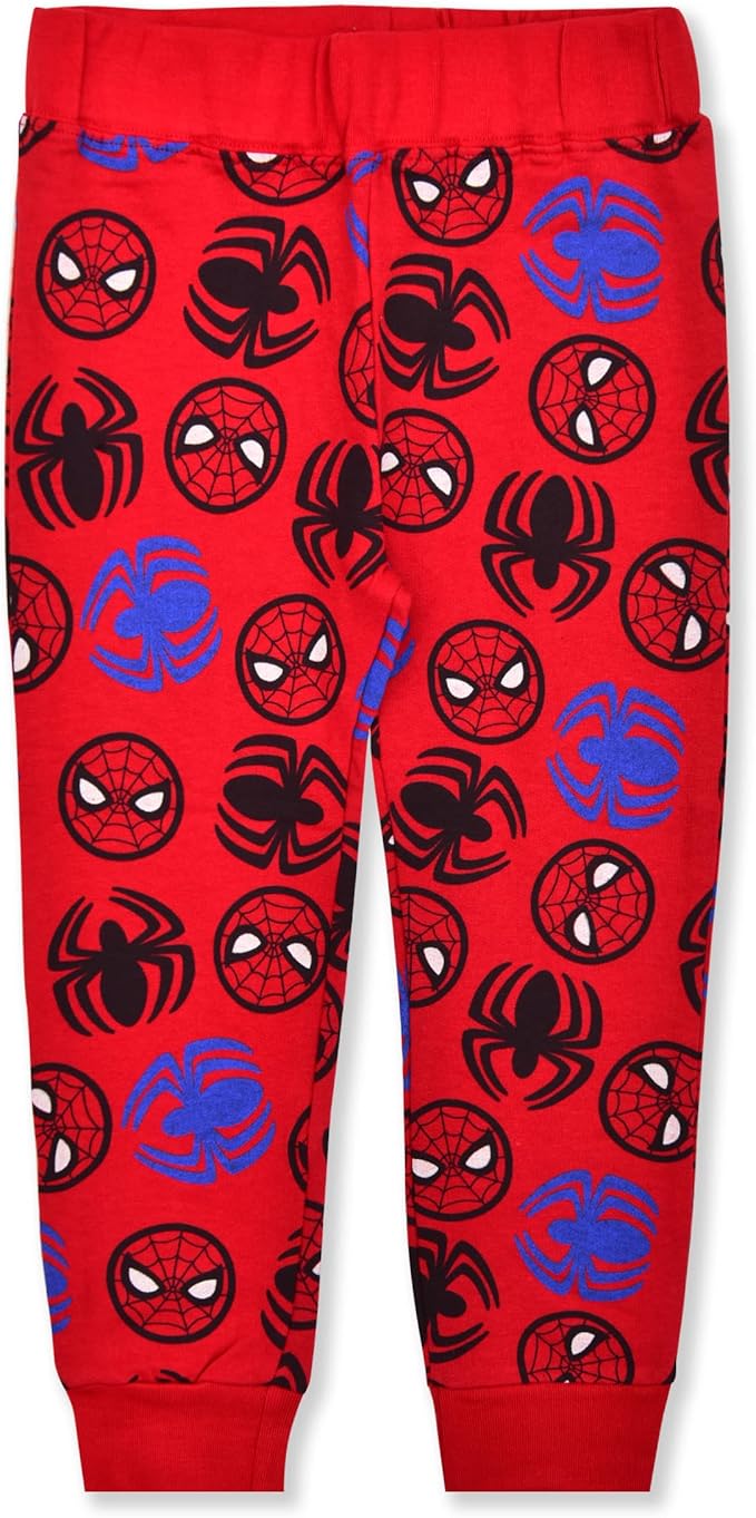 Marvel Spiderman Boys Long Sleeve Shirt and Jogger Set for Toddler and Little Kids – Red/Grey