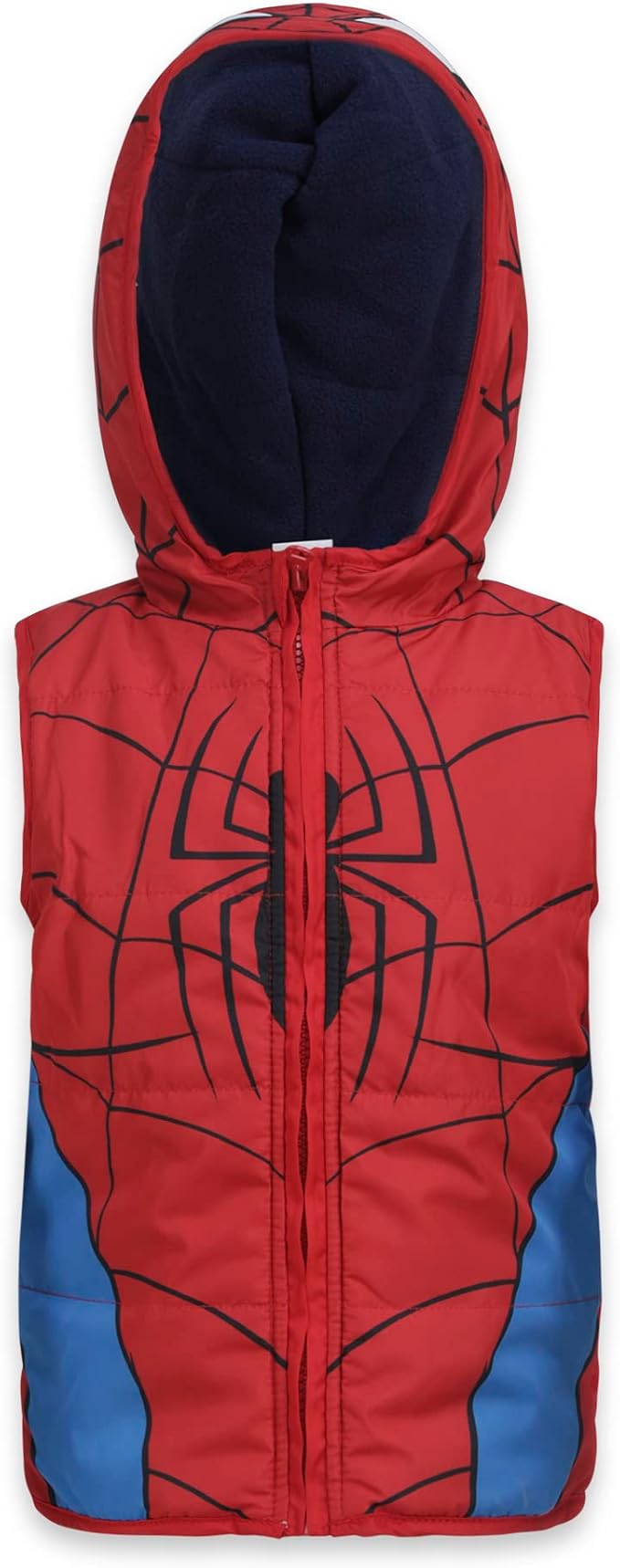 Marvel Spiderman Boys Hooded Vest, Long Sleeve T-Shirt and Jogger Pants Set for Toddler and Little Kids – Blue/Red/Navy