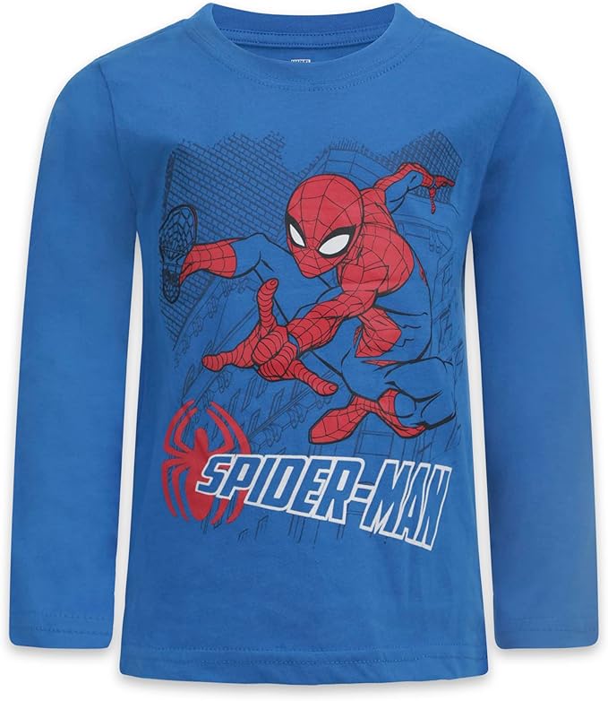 Marvel Spiderman Boys Hooded Vest, Long Sleeve T-Shirt and Jogger Pants Set for Toddler and Little Kids – Blue/Red/Navy