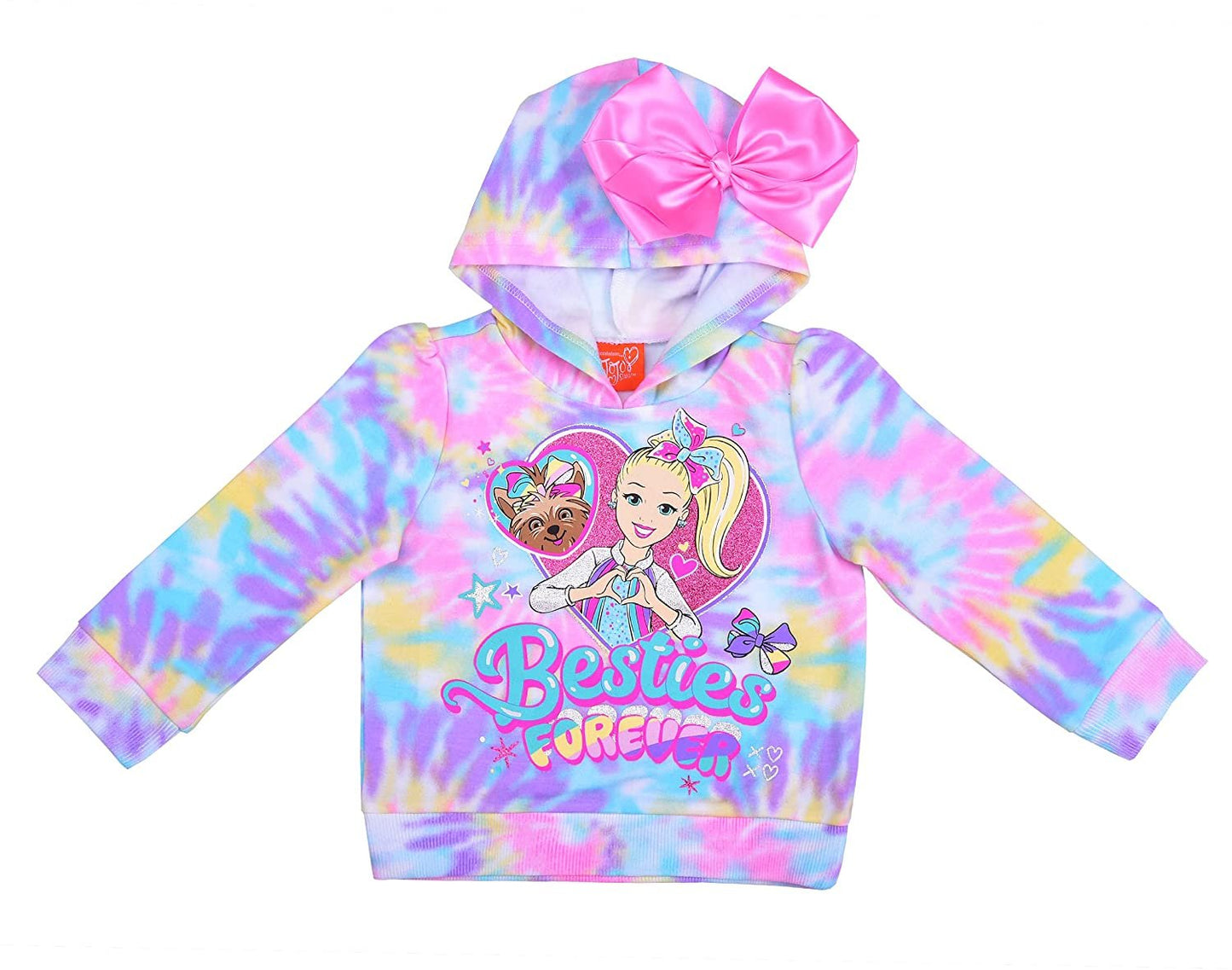 Nickelodeon Jojo Siwa Girls’ Hoodie with Bow and Jogger Set for Toddler and Little Kids – Multicolor