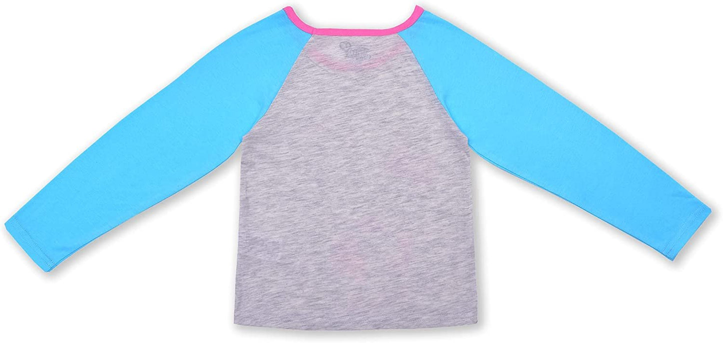 Nickelodeon Jojo Siwa Girls’ Long Sleeve Shirt and Jogger Set for Toddler and Little Kids – Blue/Grey