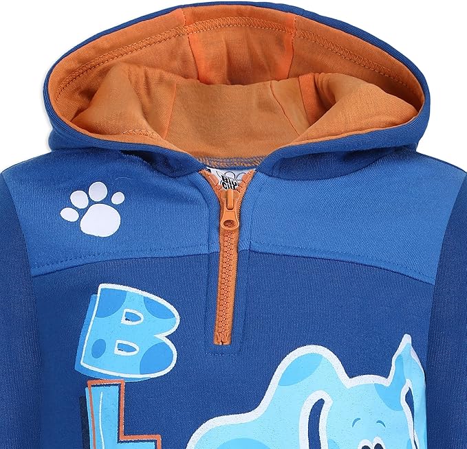 Nickelodeon Blues Clues Boys Half Zip Up Pullover Hoodie for Infant and Toddler - Blue/Orange