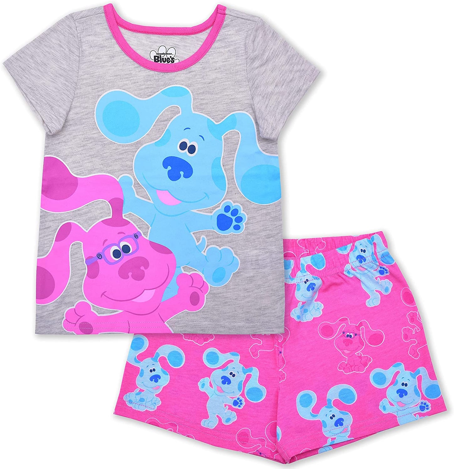 Nickelodeon Blue’s Clues Girls’ T-Shirt and Short Set for Infant and Toddler – Pink/Grey
