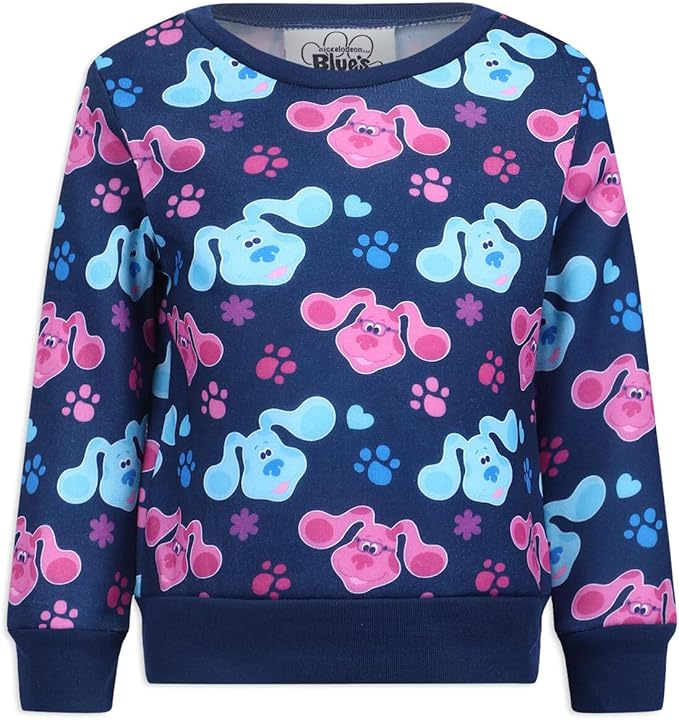 Nickelodeon Blue’s Clues & You Girls’ Long Sleeve Shirt and Jogger Pant Set for Infant and Toddler – Navy/Pink