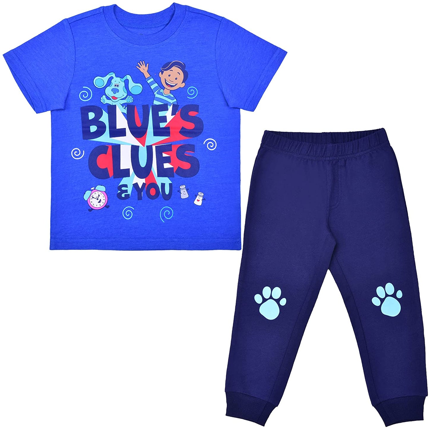 Nickelodeon Blue’s Clues Boys T-Shirt and Jogger Set for Toddler – Grey/Blue