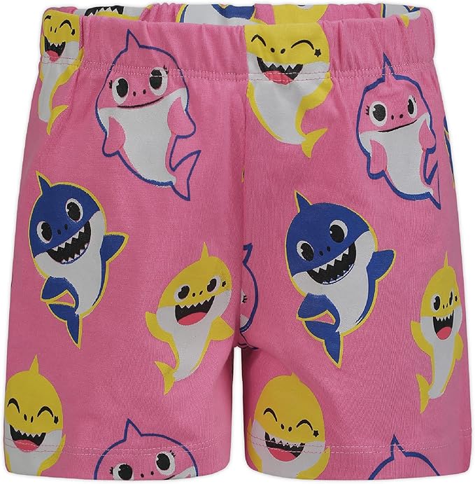 Nickelodeon Baby Shark Girls’ T-Shirt and Short Set for Infant, Toddler and Little Kids – Pink/Grey