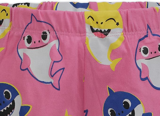 Nickelodeon Baby Shark Girls’ T-Shirt and Short Set for Infant, Toddler and Little Kids – Pink/Grey