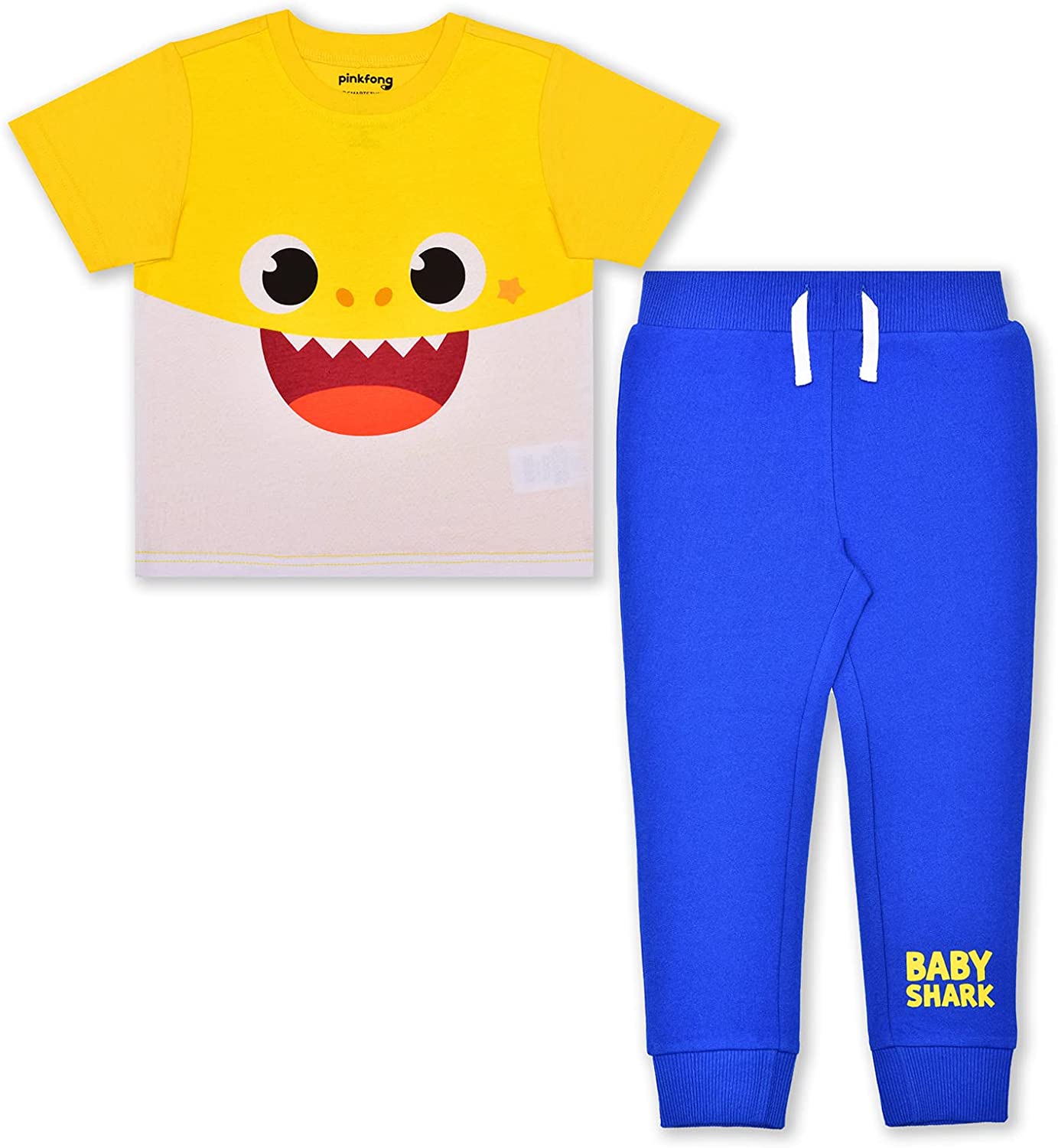 Baby Shark Nickelodeon 2 Piece T-Shirt and Jogger Sweatpants For Boy Infant, Toddler and Little Kids - Blue/Yellow