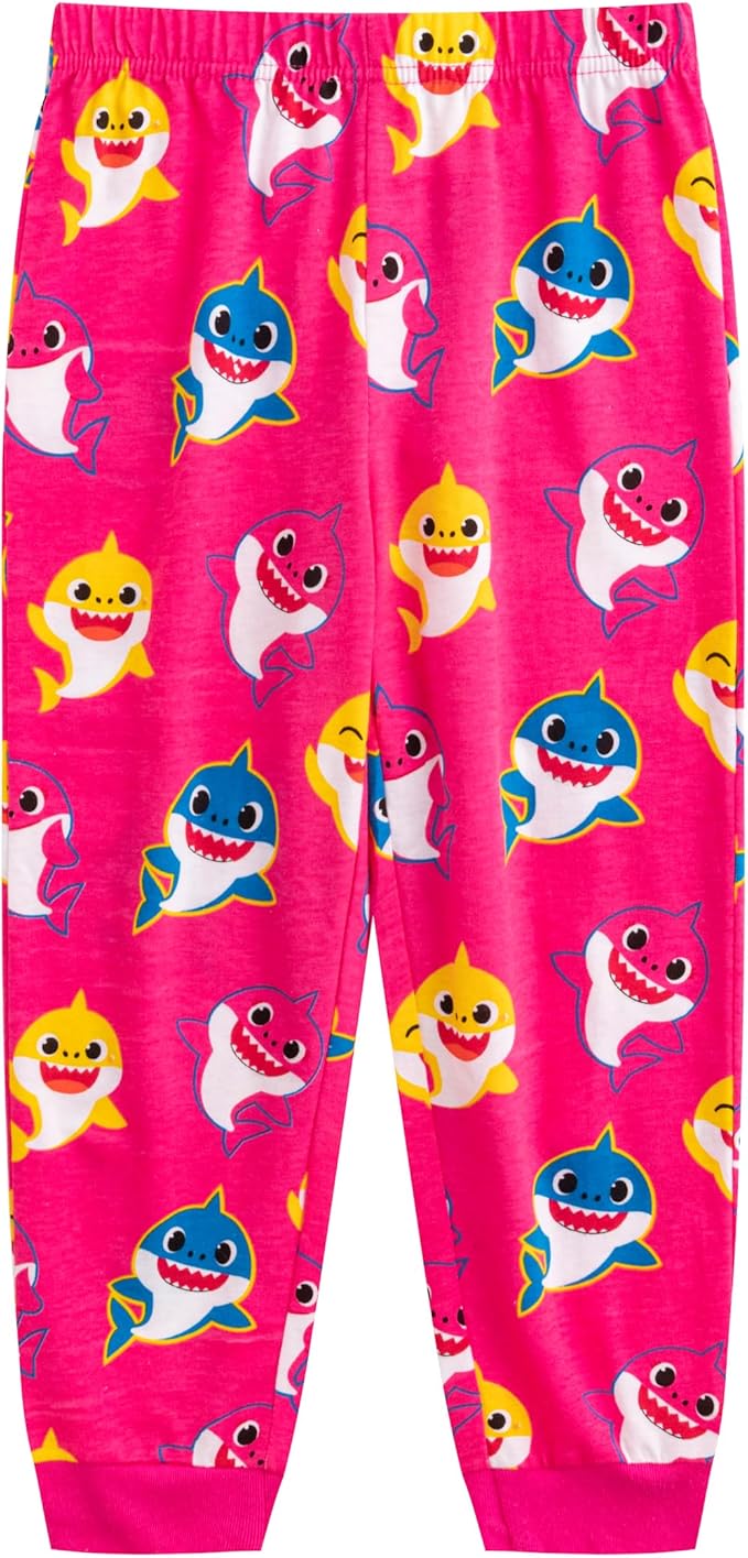 Nickelodeon Baby Shark Girls’ Long Sleeve Shirt and Jogger Set for Infant, Toddler and Little Kids – Pink/Grey