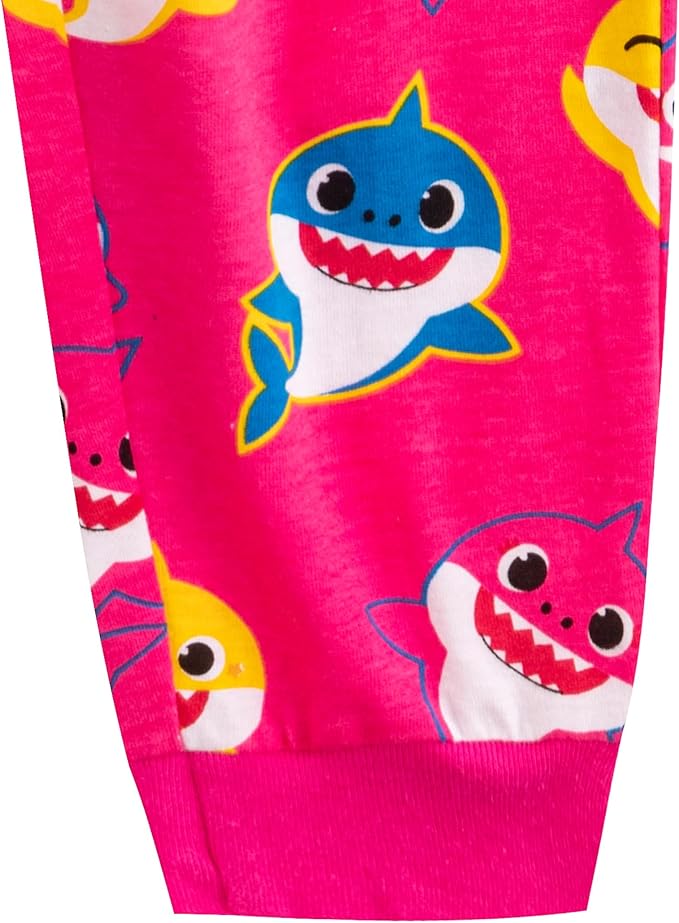 Nickelodeon Baby Shark Girls’ Long Sleeve Shirt and Jogger Set for Infant, Toddler and Little Kids – Pink/Grey