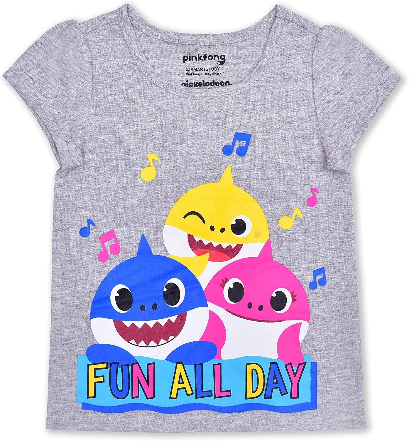 Baby Shark Nickelodeon Girl 3 Piece T-Shirt, Zip Up Hoodie and Leggings Set for Toddler and Little Kids - Pink/Blue/Grey