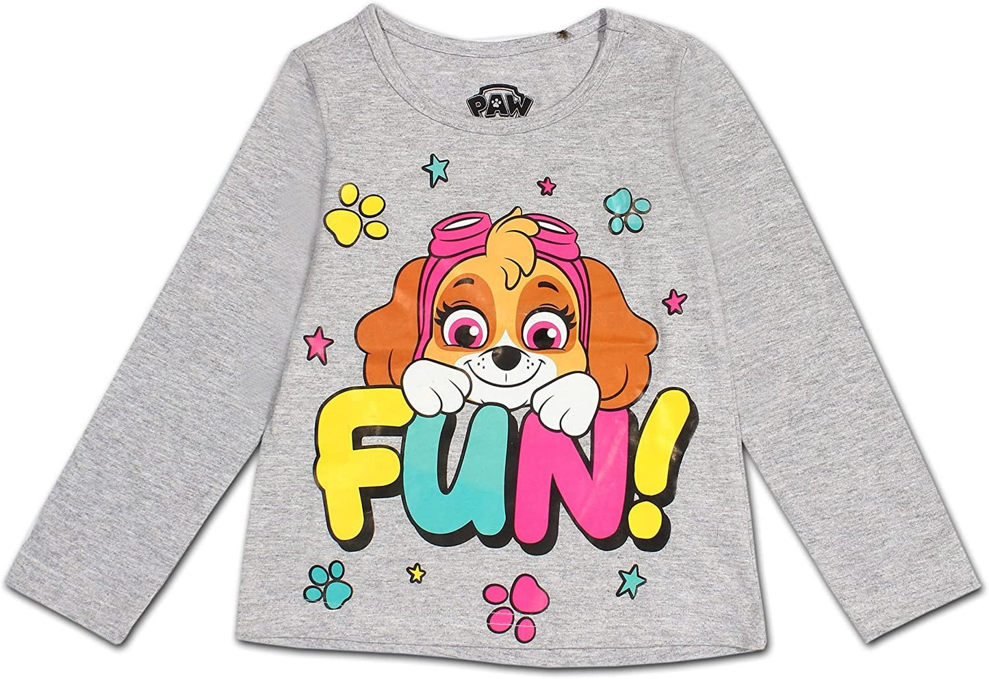 Paw Patrol Everest and Skye Girls 3 Pack Long Sleeve T-Shirts - Blue/Grey/Pink