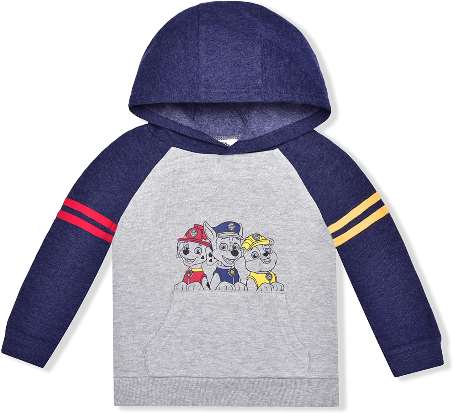 Nickelodeon Paw Patrol Boys Chase, Marshall and Rubble Hoodie for Toddler and Little Kids – Grey/Navy