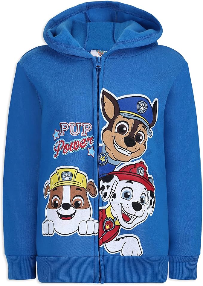 Nickelodeon Paw Patrol Boys T-Shirt, Zip Up Hoodie and Jogger Set for Toddler and Little Kids – Blue/Black/Red