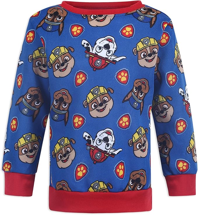 Nickelodeon Paw Patrol Boys’ Sweatshirt and Jogger Set for Toddler and Little Kids – Blue/Navy/Red