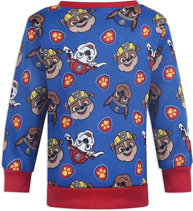 Nickelodeon Paw Patrol Boys’ Sweatshirt and Jogger Set for Toddler and Little Kids – Blue/Navy/Red
