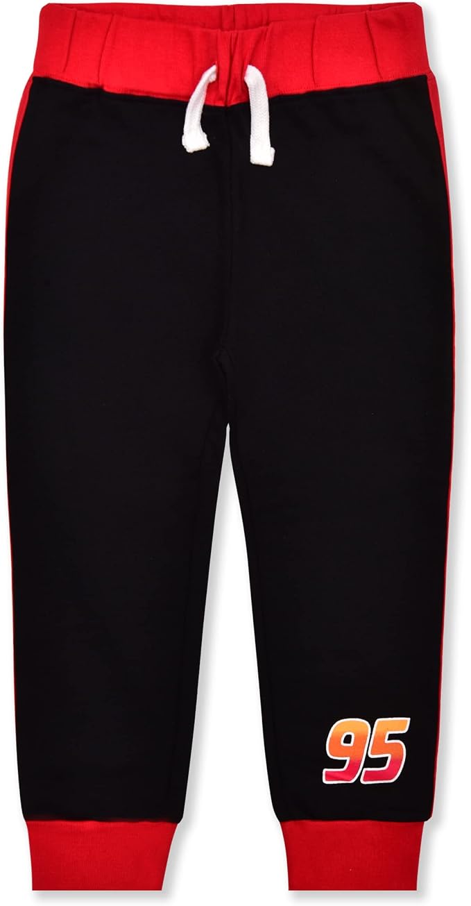 Disney Cars Boys’ Long Sleeve Shirt Costume and Jogger Set for Toddler and Little Kids – Red/Black