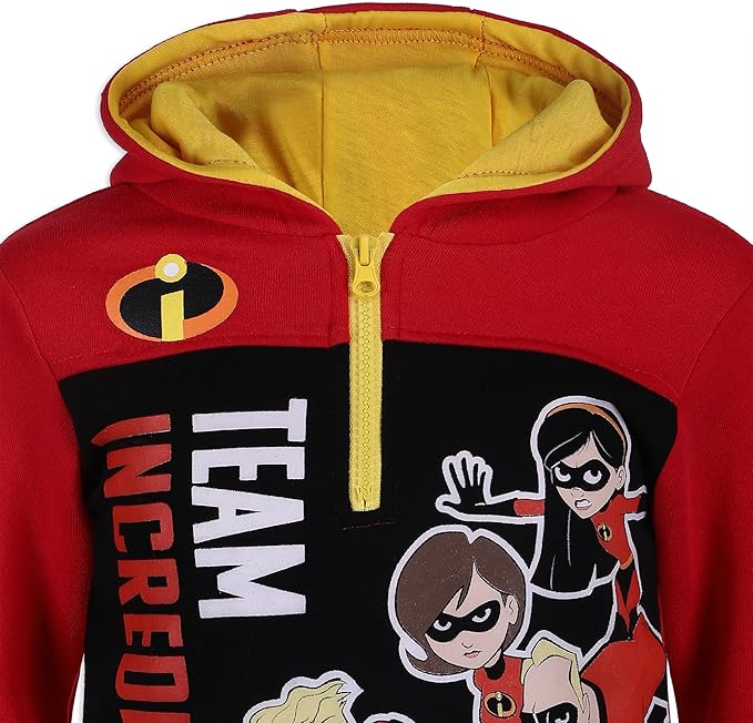 Disney The Incredibles Boys Half Zip Up Hoodie for Toddler and Little Kids – Red