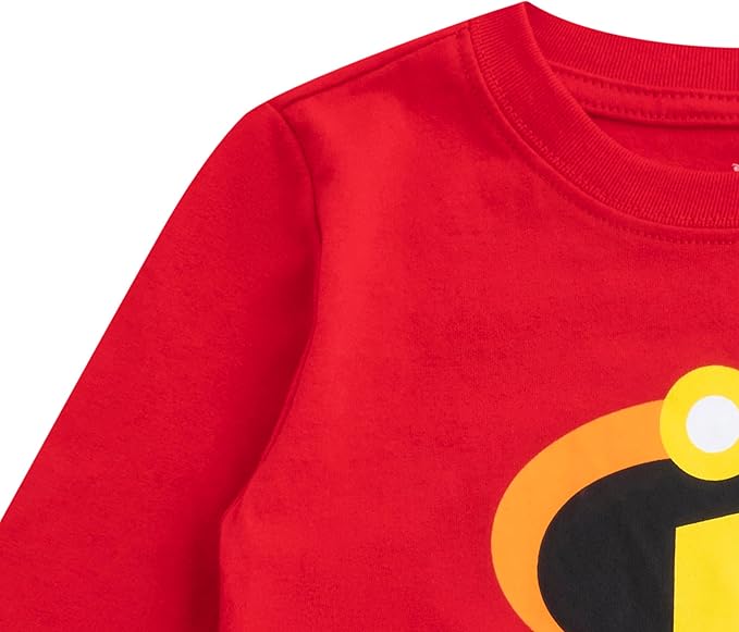Disney The Incredibles Boys’ Long Sleeve Shirt and Jogger Pants Set for Toddler and Little Kids – Red/Black