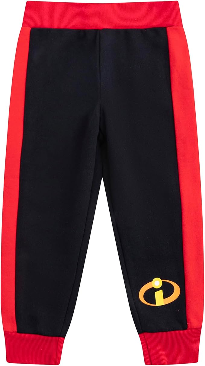 Disney The Incredibles Boys’ Long Sleeve Shirt and Jogger Pants Set for Toddler and Little Kids – Red/Black