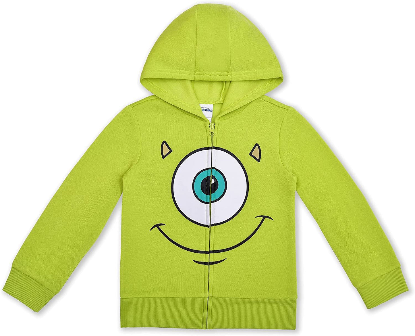 Disney Monsters Inc Boys Mike and Sully T-Shirt, Zip Up Hoodie and Jogger Pants Set for Toddler and Little Kids