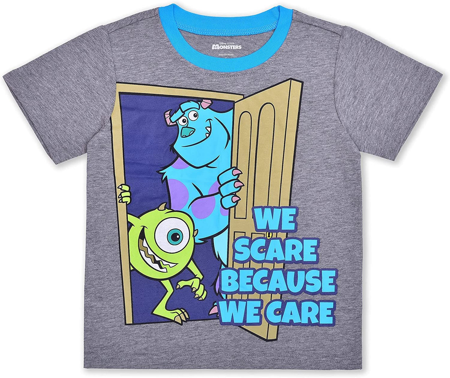 Disney Monsters Inc Boys Mike and Sully T-Shirt, Zip Up Hoodie and Jogger Pants Set for Toddler and Little Kids