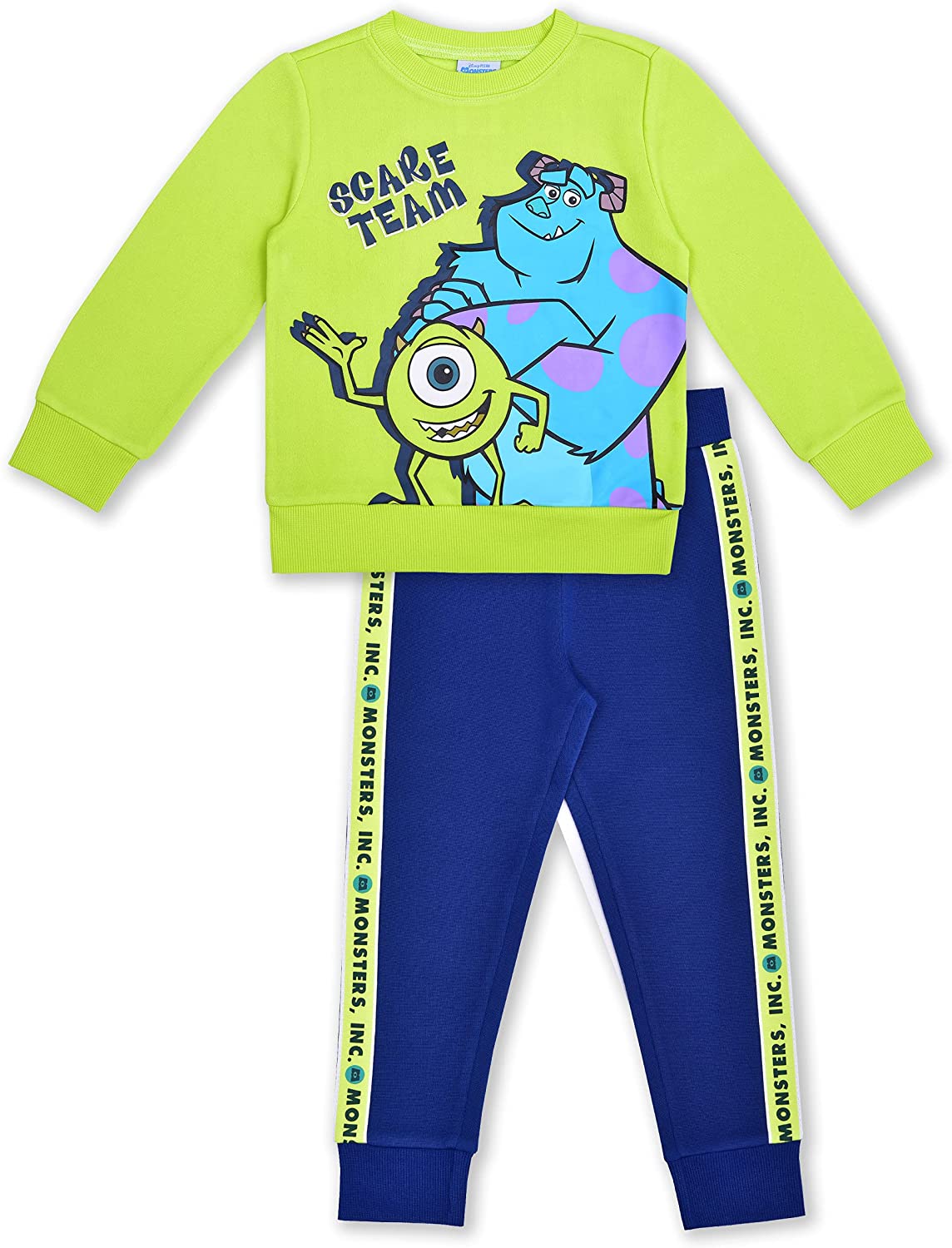 Disney Monsters Inc. Sully and Mike Boys’ Long Sleeve Shirt and Jogger Set for Toddler and Little Kids – Blue/Green