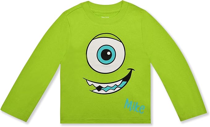 Disney Monster Inc. Mike and Sully Boys’ Long Sleeve Shirt and Jogger Pant Set for Toddler and Little Kids – Blue/Green