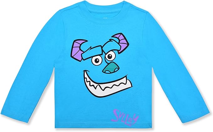 Disney Monster Inc. Mike and Sully Boys’ Long Sleeve Shirt and Jogger Pant Set for Toddler and Little Kids – Blue/Green