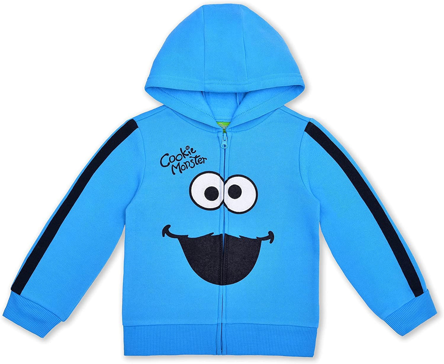 Sesame Street Boys Elmo and Cookie Monster Zip-up Hoodie, T-Shirt and Jogger Set for Infant and Toddlers
