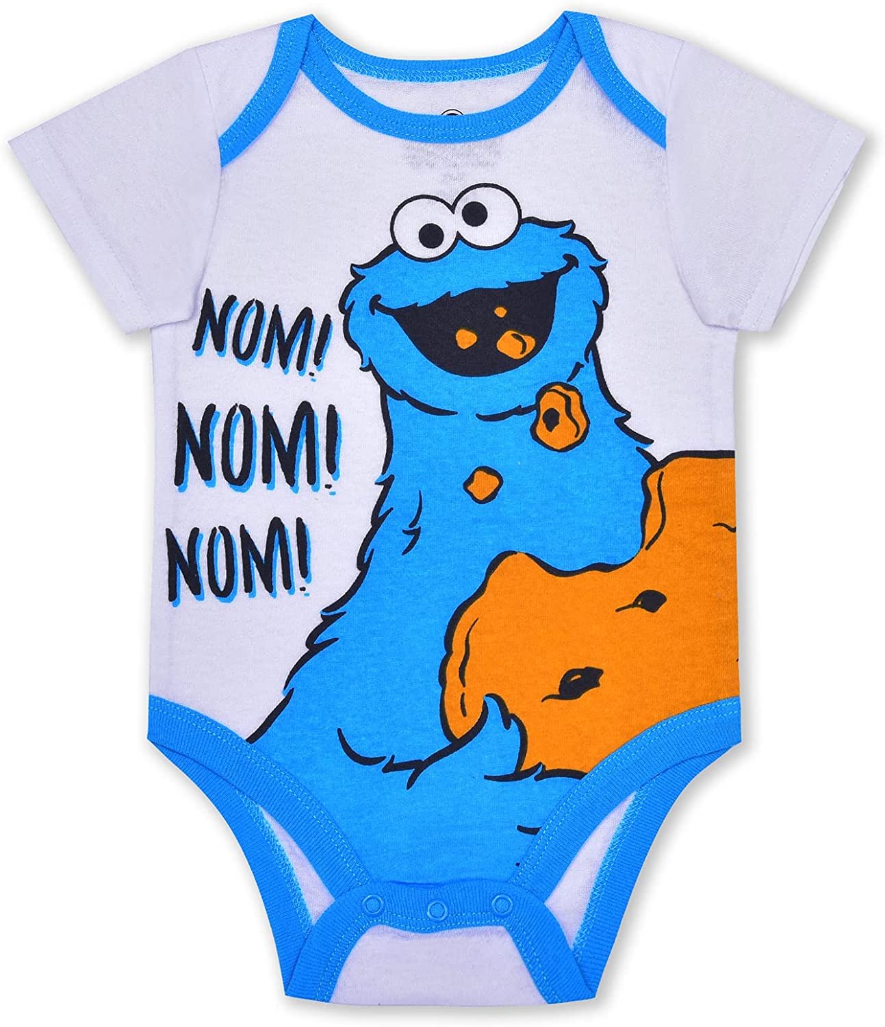 Sesame Street Boys’ Cookie Monster Bodysuit and Jogger Set for Newborn and Infant – Blue/White