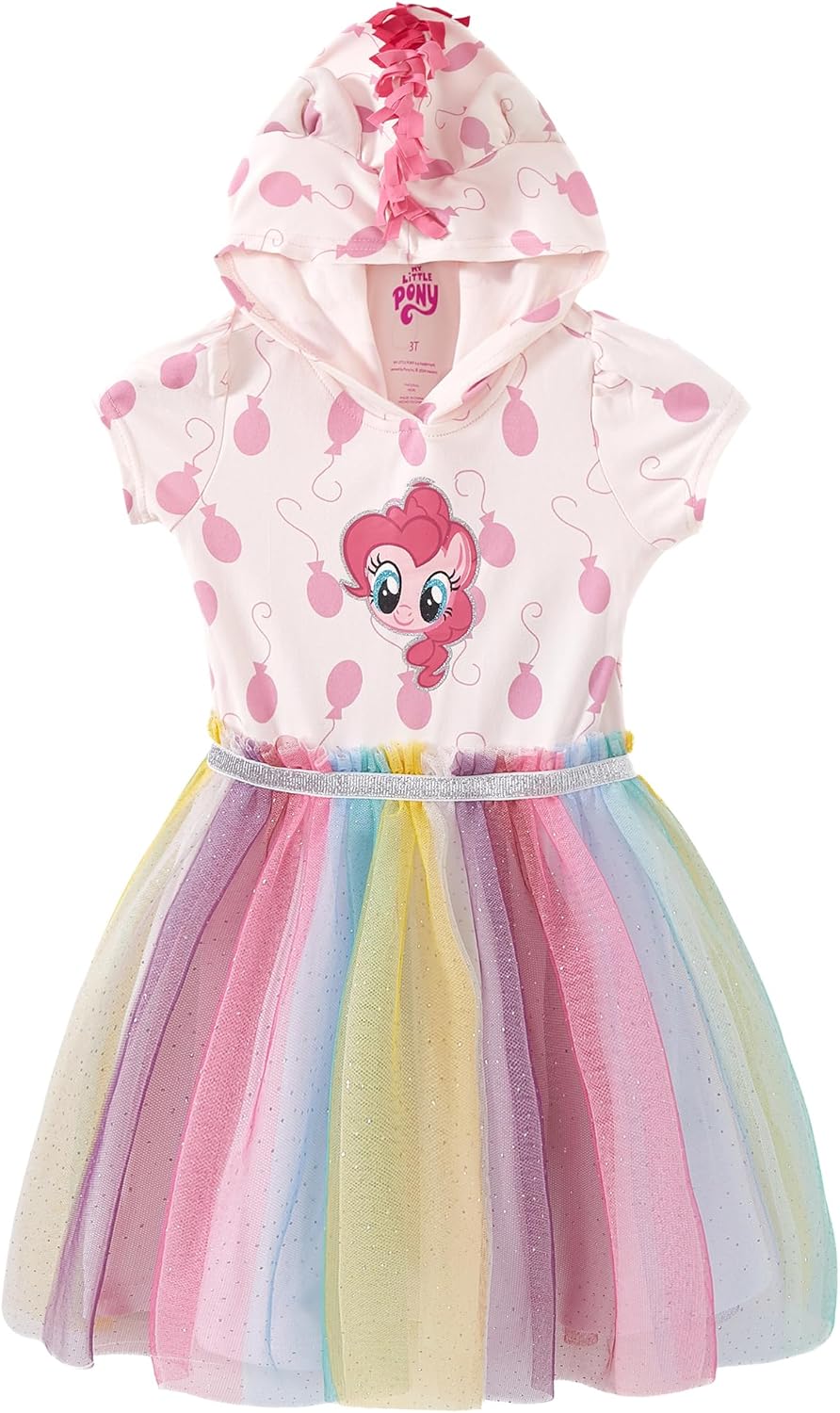 Hasbro My Little Pony Pinkie Pie Girl Hooded Dress for Toddlers and Big Kids - Pink