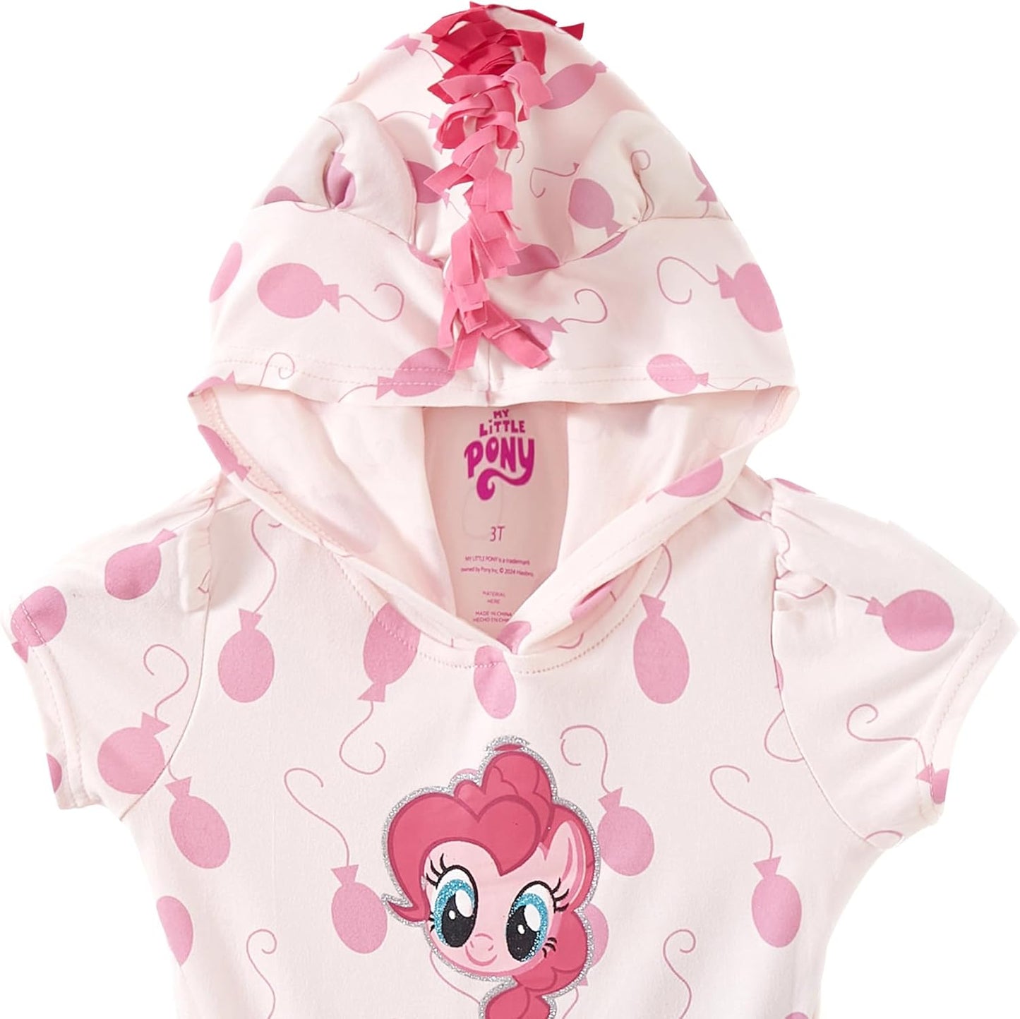 Hasbro My Little Pony Pinkie Pie Girl Hooded Dress for Toddlers and Big Kids - Pink