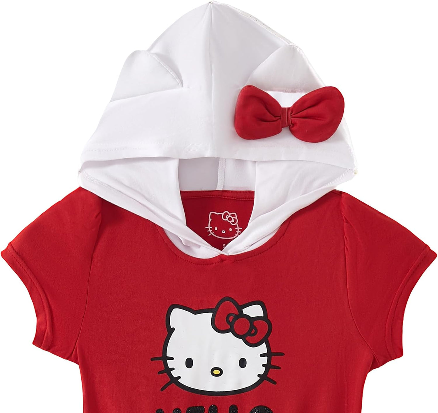 Sanrio Hello Kitty Girl Hooded Dress with Ears for Toddlers and Big Kids - Red