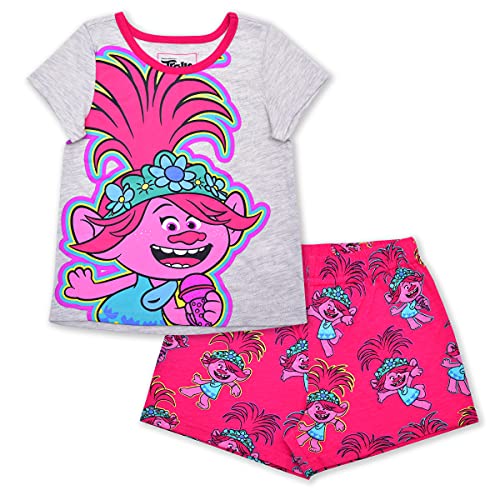 Universal Trolls Poppy 2 Pack Short Sleeves Tee and Shorts Set for Girls, Kid’s Outfit Bundle