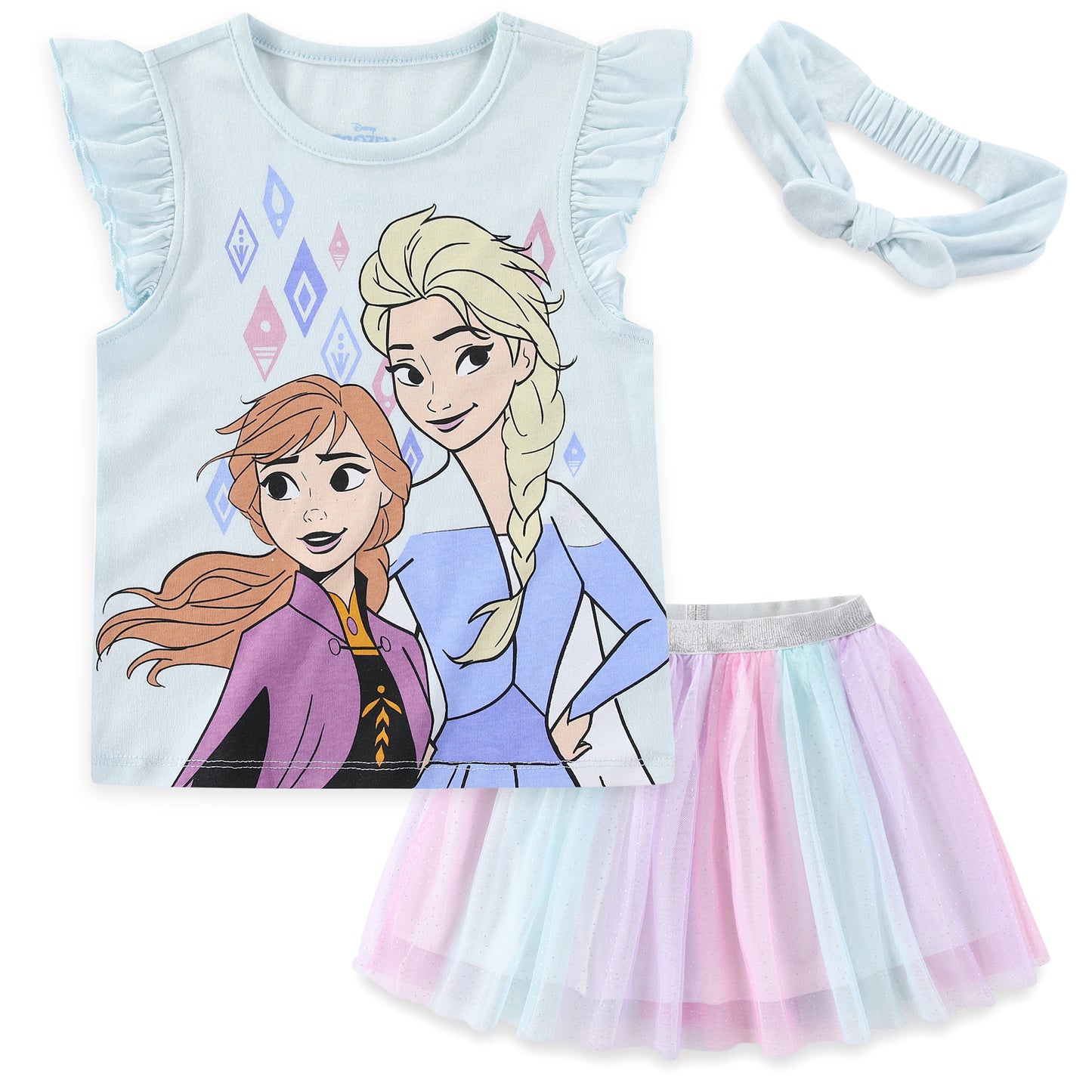 Disney Frozen Short Sleeve Top and Tulle Skirt with Headband Set