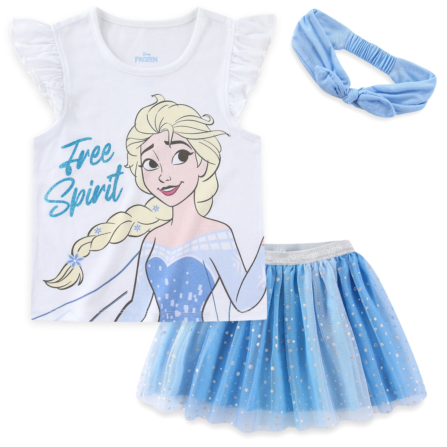 Disney Frozen Short Sleeve Top and Tulle Skirt with Headband Set