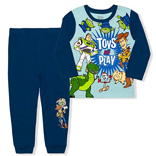 Disney Toy Story Boys’ Buzz Lightyear, Woody and Aliens Long Sleeve Shirt and Jogger for Toddler and Little Boys
