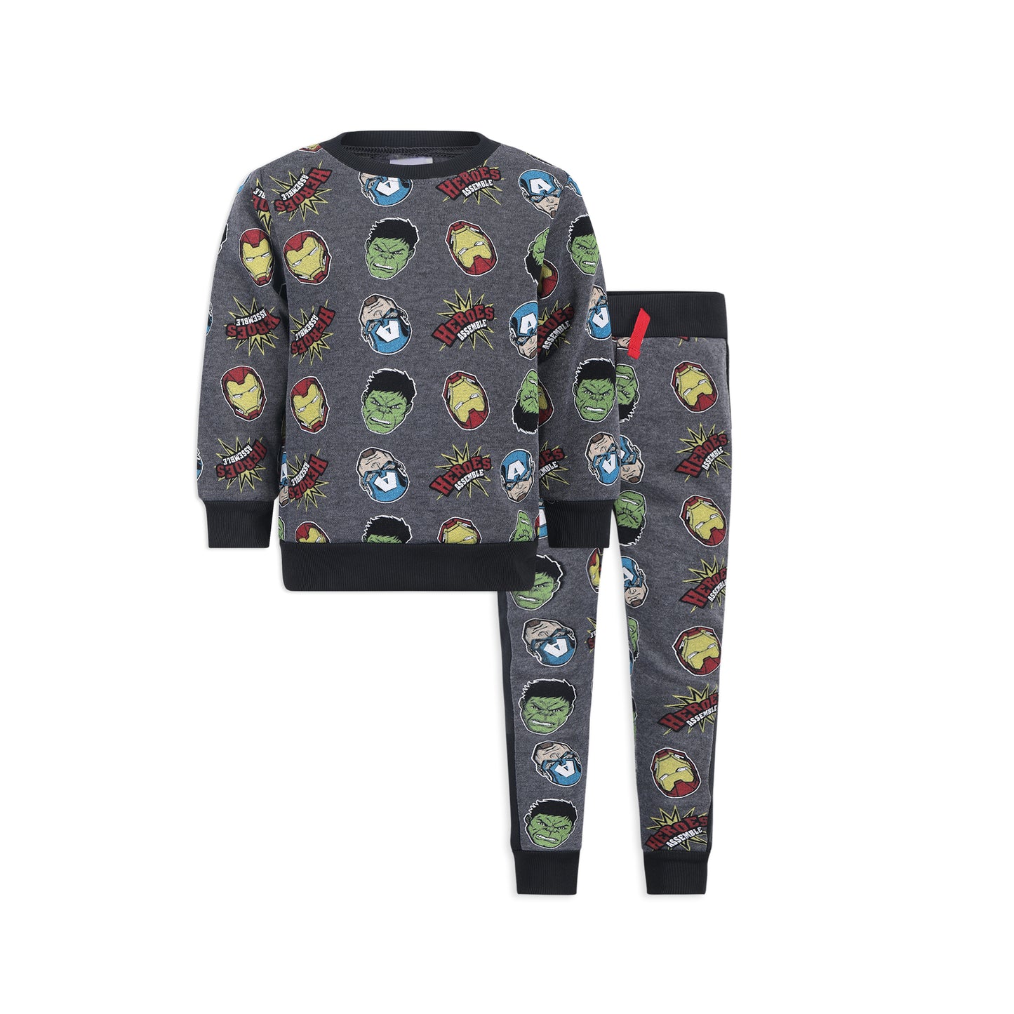 Marvel Avengers Boys Captain America, Ironman and Hulk 2 Piece Sweatshirt and Jogger Set for Toddlers and Little Kids - Grey