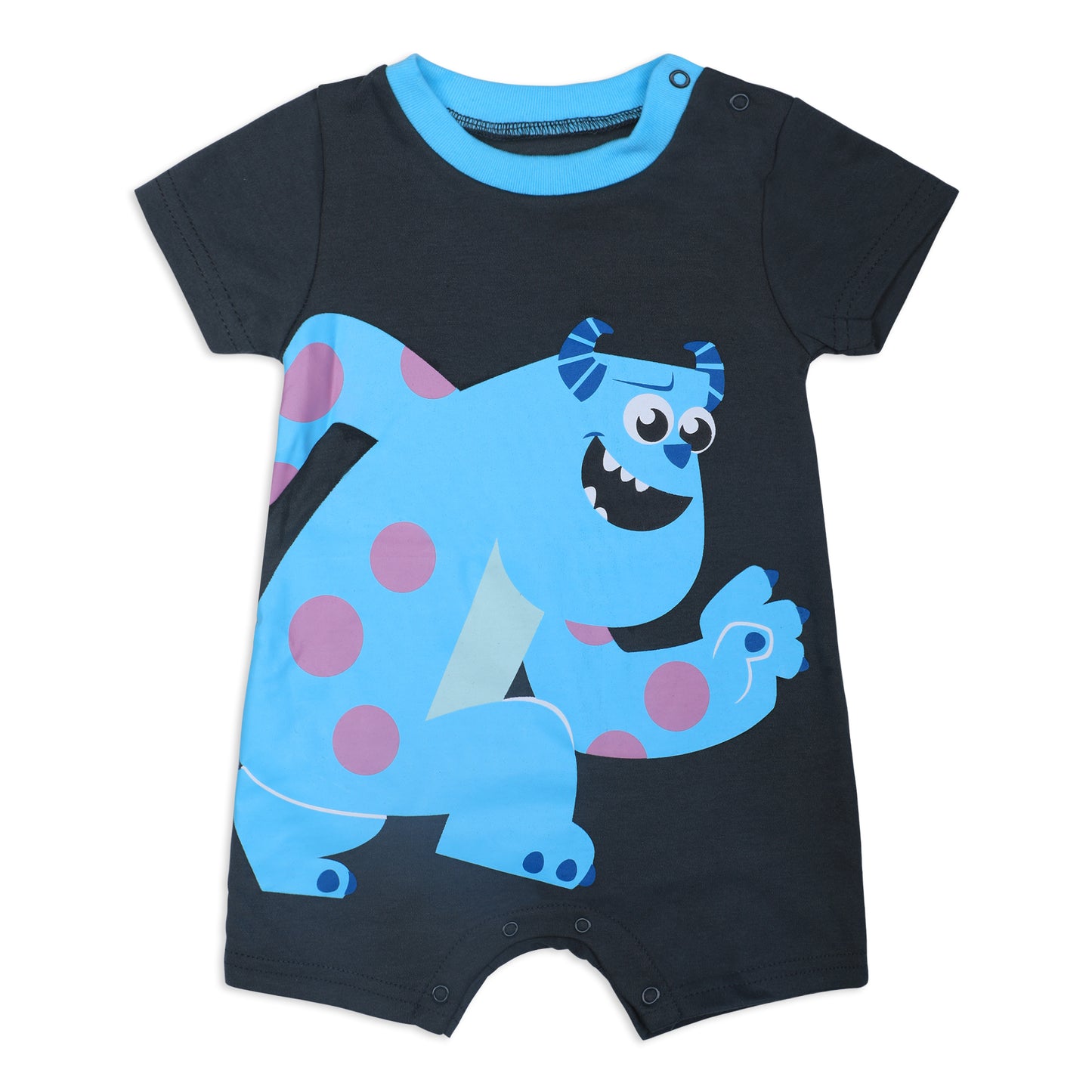 Disney Monsters Inc. Mike and Sulley Boys’ 3 Pack Rompers for Newborn and Infant – Blue/Red/Grey
